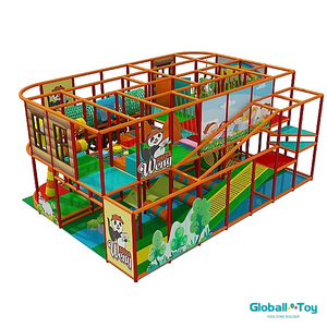 Tema del bosque Playground cubierto con túnel túnel y marcos de escalada