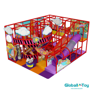 tema de avião playground interno com rampa em espiral e slide de tubo