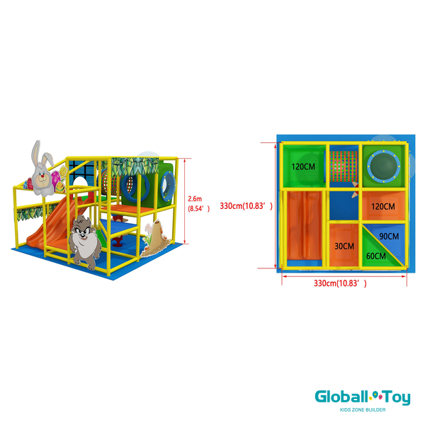 Kompakte Indoor-Spielanlage f&uuml;r Kinder mit Kletter-Softplay-Modulen