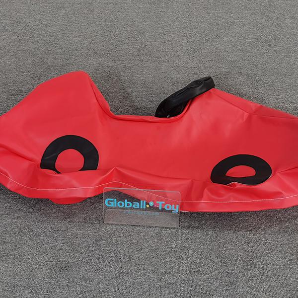 Rote weiche Autowippe mit schwarzem Griff f&uuml;r Kleinkindspielpl&auml;tze