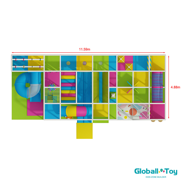 Parque infantil interior, plano de diseño de 11,59 m para zona de entretenimiento infantil