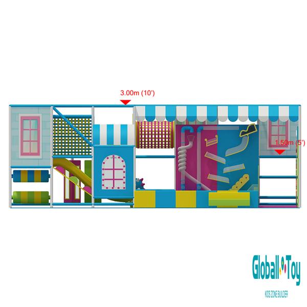 struttura ludica commerciale per interni con parete da arrampicata e tunnel di corda