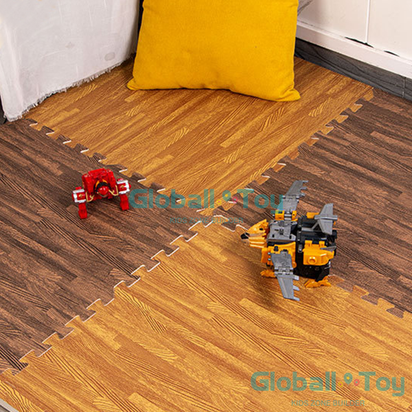 Tapis de jeu doux commercial pour enfants, tapis de verrouillage EVA &agrave; grain de bois
