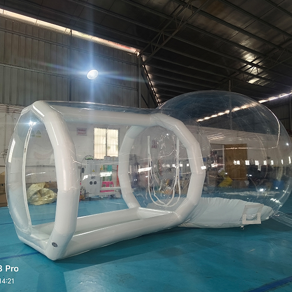 Tenda a bolle gonfiabile trasparente con design a doppia camera