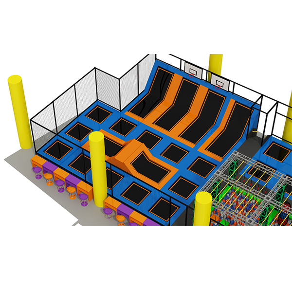 modulair trampolineparksysteem gecombineerd met touwparcours voor gezinsspeelcentra