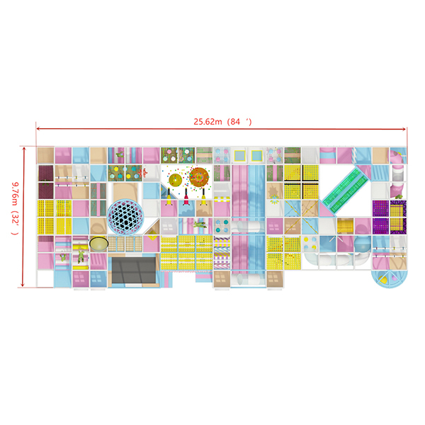 area giochi indoor per bambini color pastello con zone soft-play