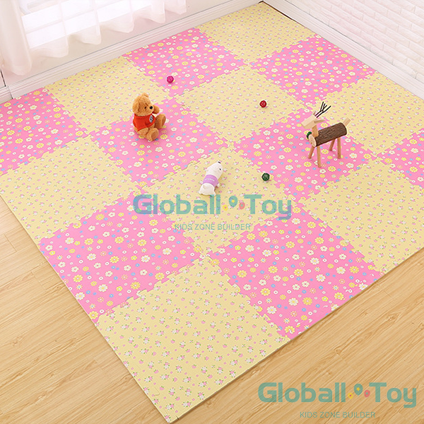 tapis-de-jeu-doux-&agrave;-motif-fleuri-aire-de-jeu-jaune-et-rose