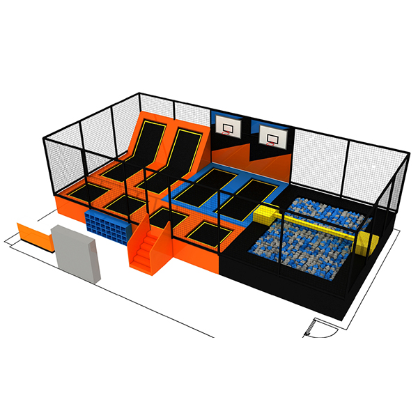 modulares Trampolinparksystem mit Schwebebalken und Schaumstoffwürfeln