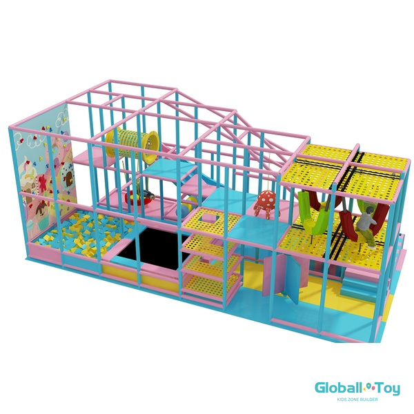 produttore di design per giochi indoor pastello personalizzato con ponti in rete e reti da arrampicata