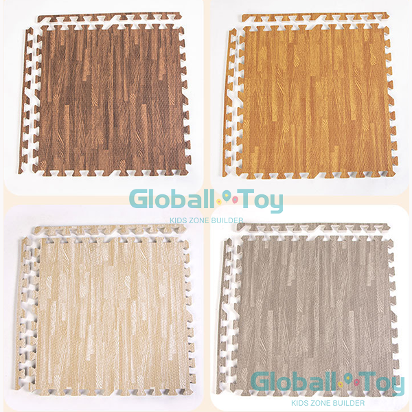 Tapis de sol en mousse pour aire de jeux pr&eacute;scolaire, aspect bois, carrelage souple