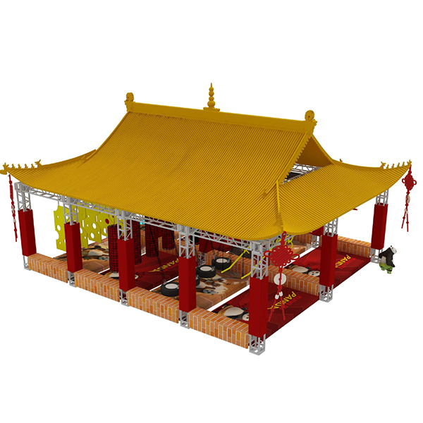Chinesischer-Tempel-Ninja-Krieger-Hindernisparcours-mit-traditionellem-Dachdesign
