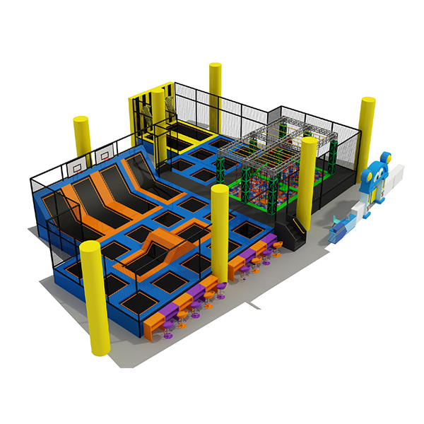 overdekt trampolinepark met ninja-hindernisbaan en schuimkuil voor entertainmentcentra